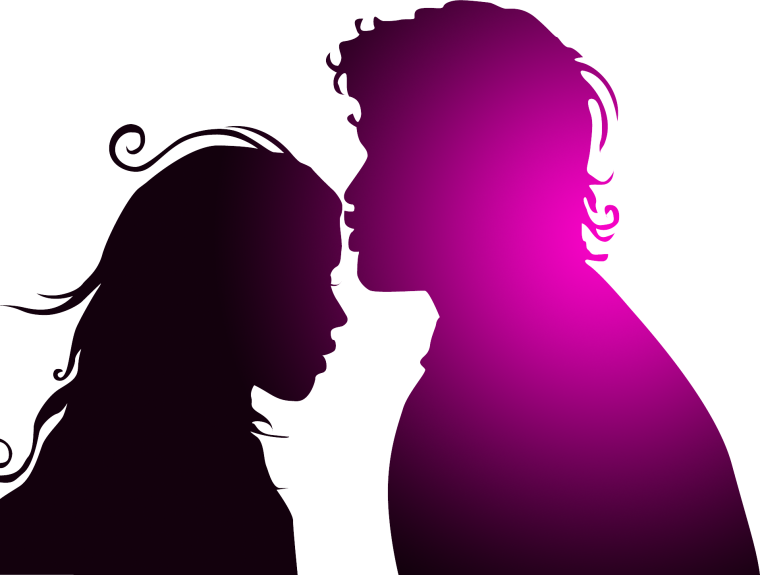 Силуэт поцелуй пары