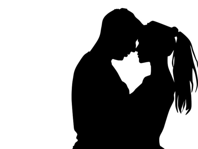 Поцелуй силуэт фото
