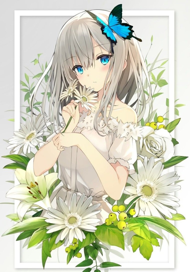 Арты девушек с цветами