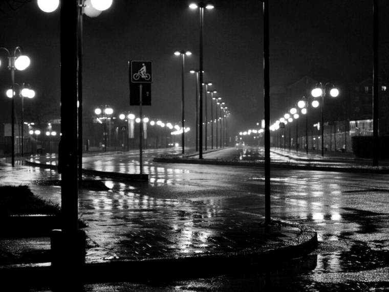 Ночной город дождь