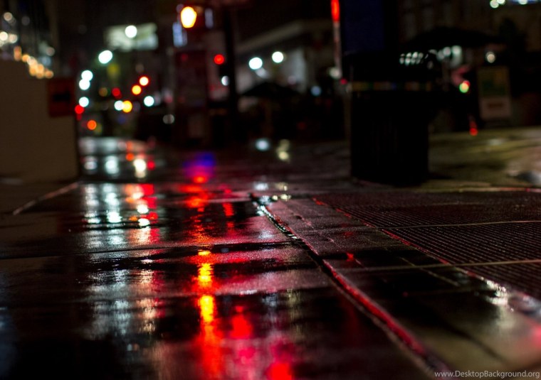 Мокрый асфальт ночью