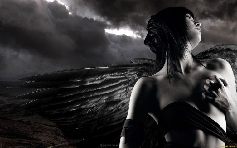 Черный и белый ангел девушки