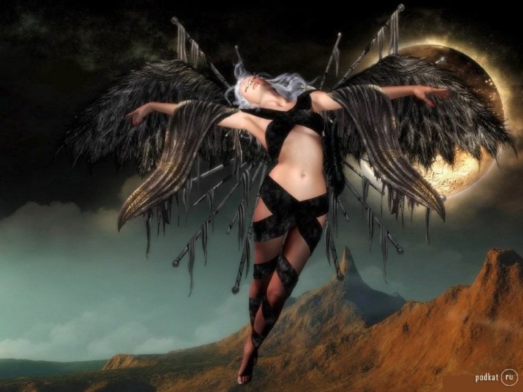 Черный ангел на скале