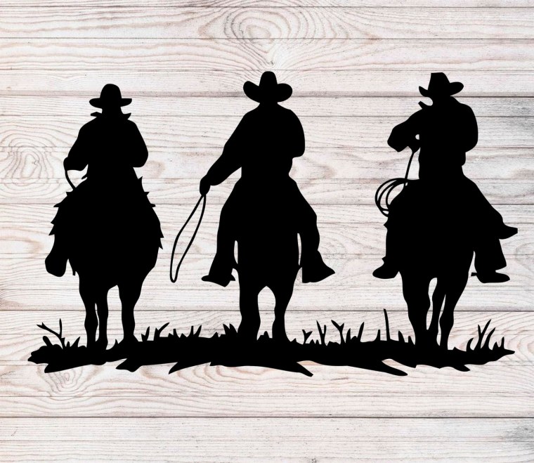 Силуэт ковбоя на лошади
