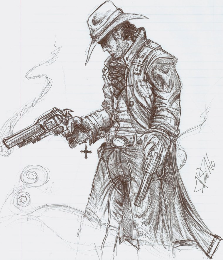 Ковбой рисунок карандашом