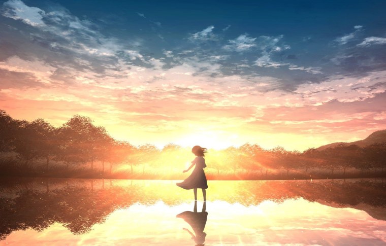 Красивый закат аниме