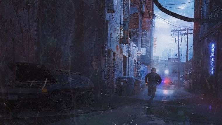 Cyberpunk 2077 улица дождь