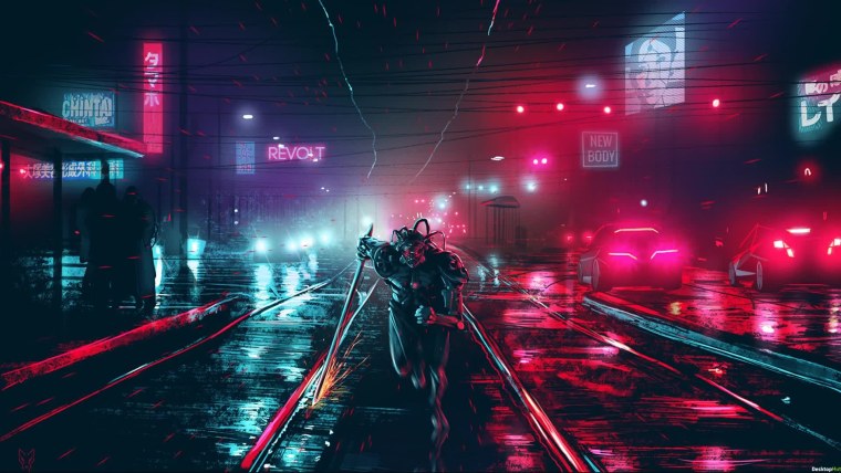 Cyberpunk 2077 ниндзя неон