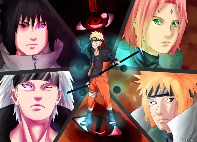 Аниме Наруто команда номер 7 и Акацуки