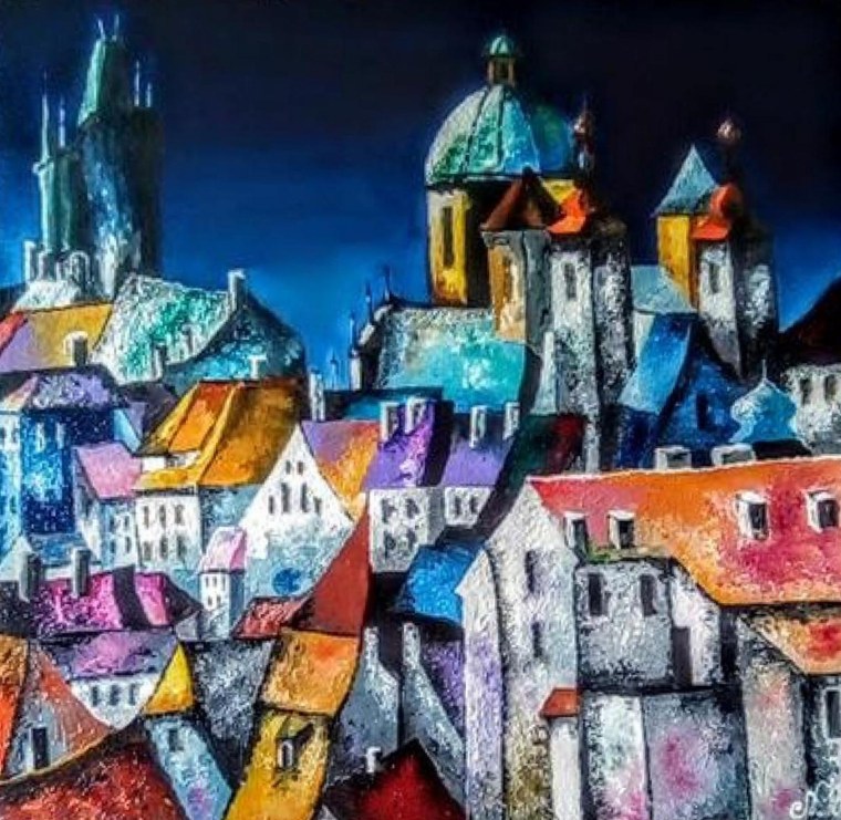 Картина город абстракция