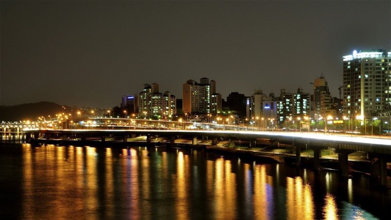 Южная Корея Сеул ночной вид