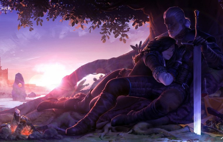 Геральт и Йеннифер под деревом