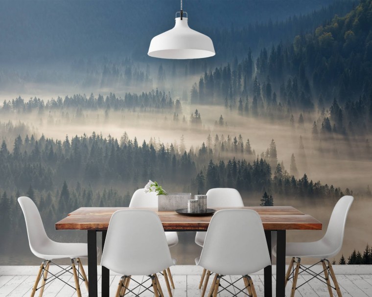 Фреска на стену горы и лес