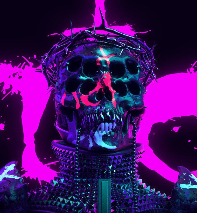 Неоновый демон арт ретровейв