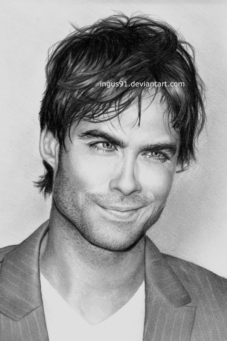 Деймон Сальваторе рисунок карандашом