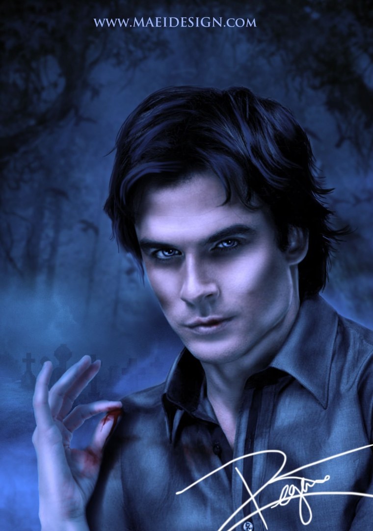 Портрет йен Сомерхолдер цветными карандашами