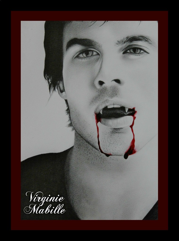 Деймон Сальваторе и Елена рисунок