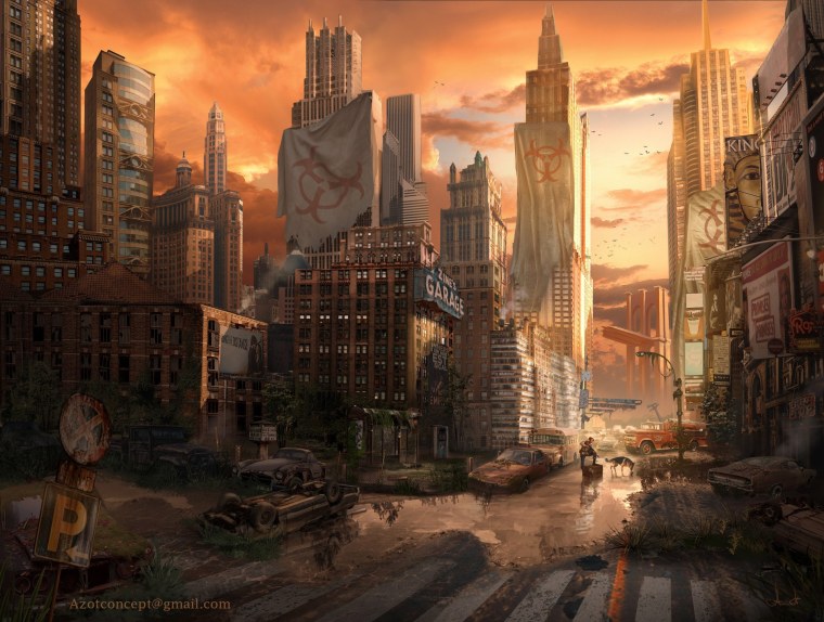 Постапокалиптичный город арт