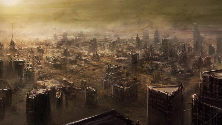 Разрушенный город сверху