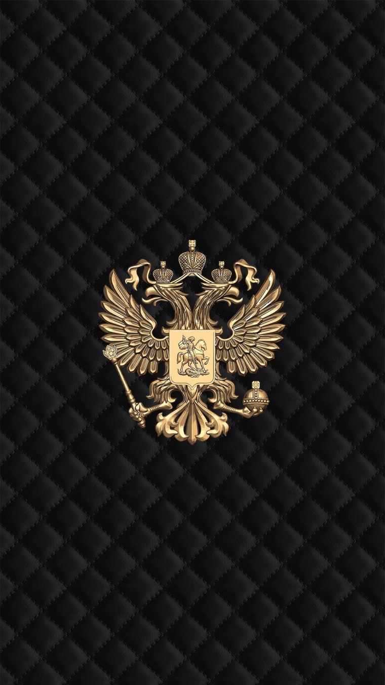 Золотой двуглавый Орел на черном фоне