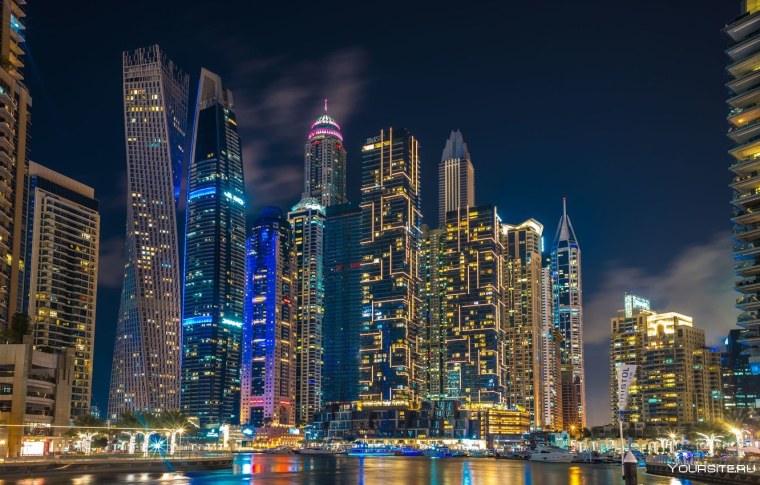 Ночной Дубай Марина 8к