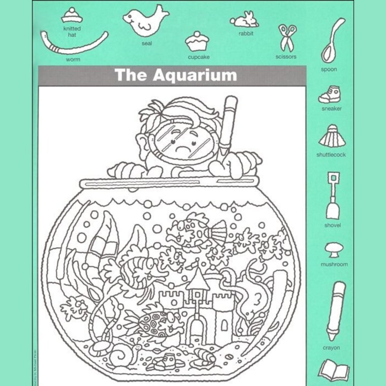 Найди и раскрась предметы