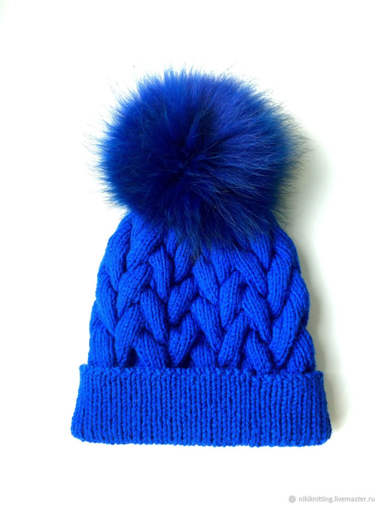 Шапка вязаная синяя