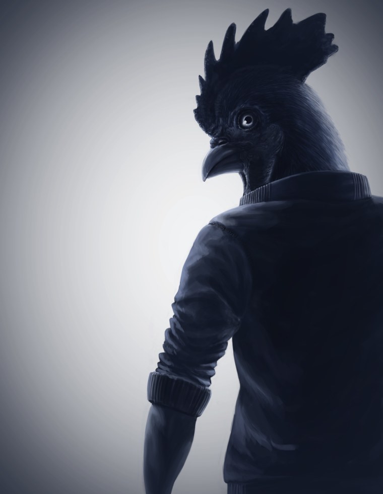 Человек в маске петуха