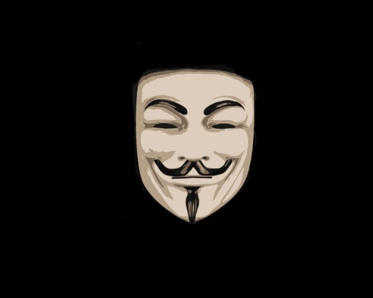 Маска Анонимуса на черном фоне