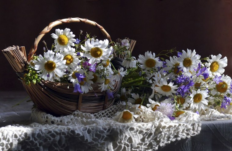 Корзинка с полевыми цветами