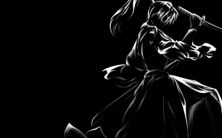 Самурай Кеншин черно белый