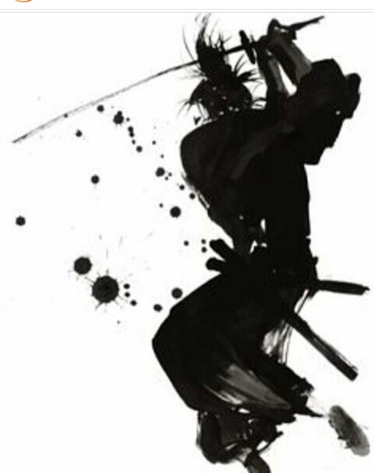 Самурай черно белый