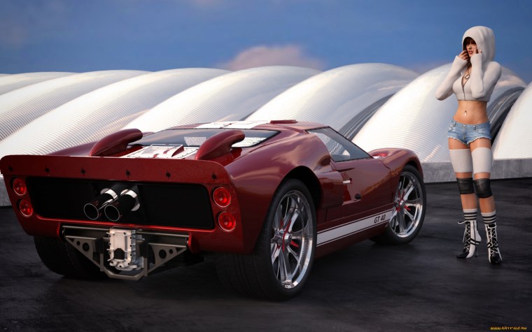 Автомобиль спортивный и девушка