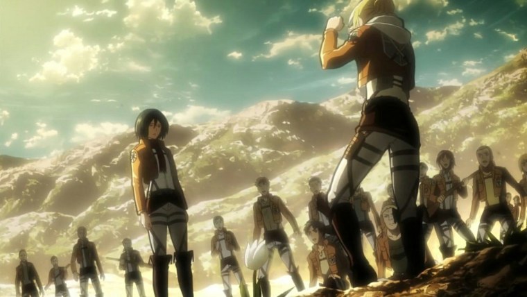 Атака титанов Энни vs Микаса