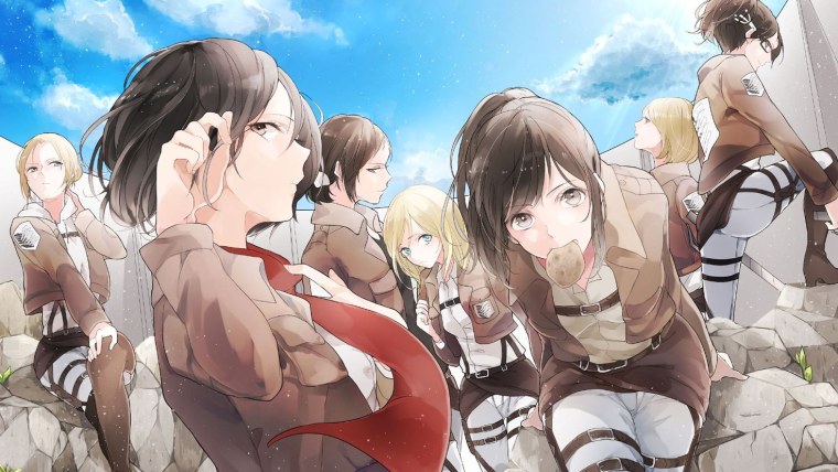 Микаса и Энни в бикини