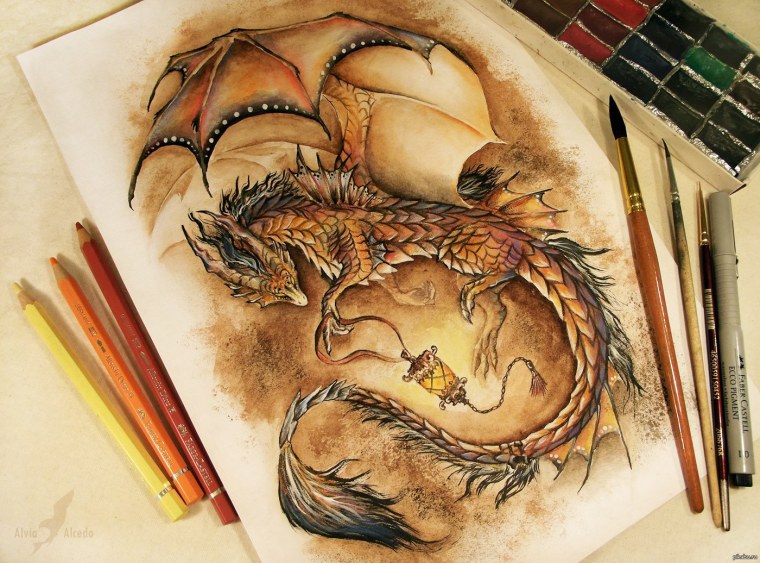 Дракон карандашом