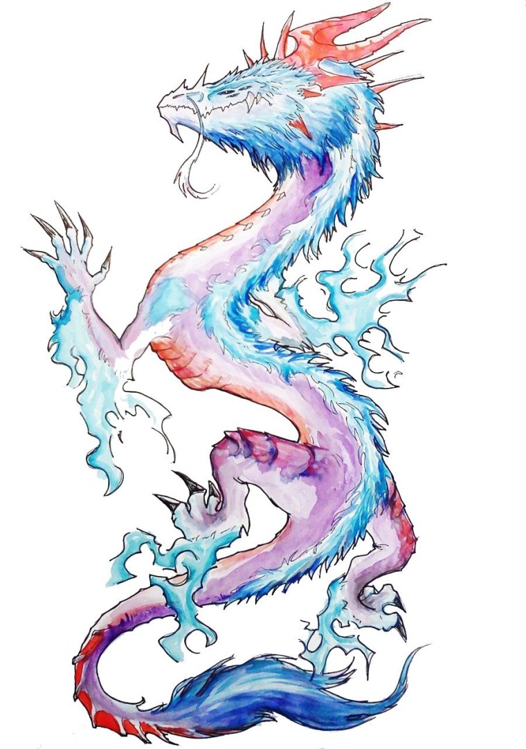 Водный дракон тату