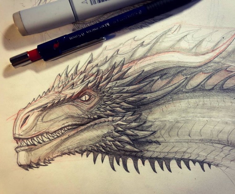 Дракон рисунок цветными карандашами
