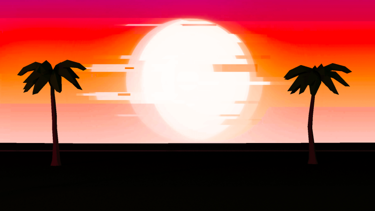 Хотлайн Майами пальмы закат