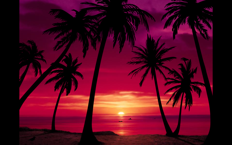 Пальмы на Красном фоне