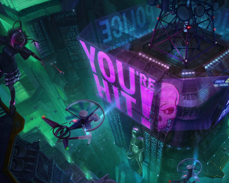 Город в стиле киберпанк