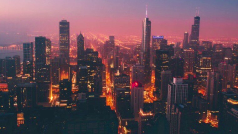 Красивый вид города закат