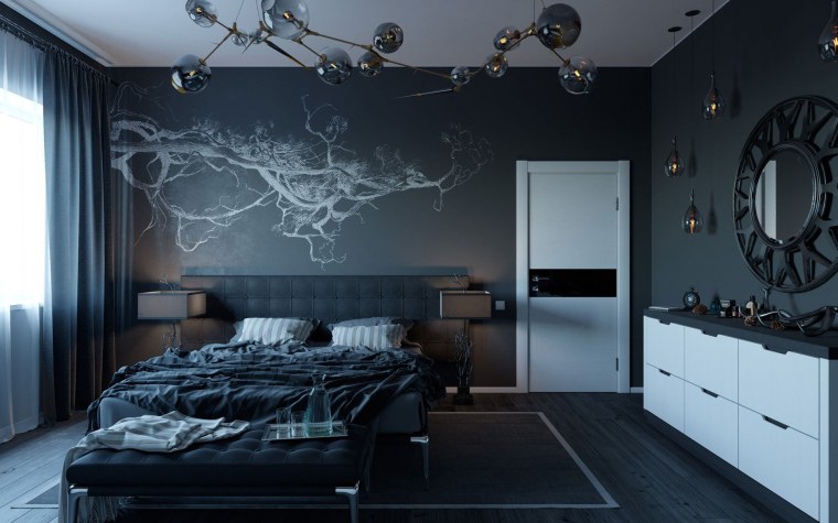 Комната в темных тонах для подростка