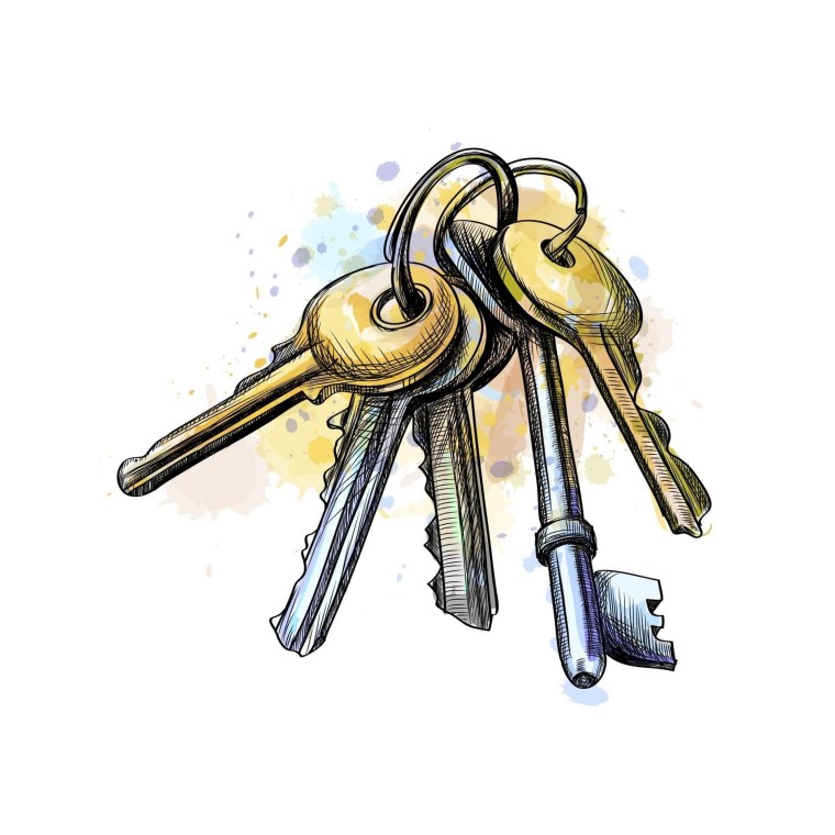 Связка ключей акварель