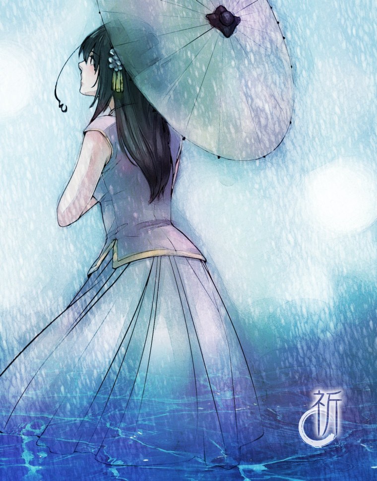 Девушка с зонтиком арт