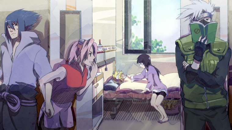 Наруто и Саске и Сакура и Какаси и Хината