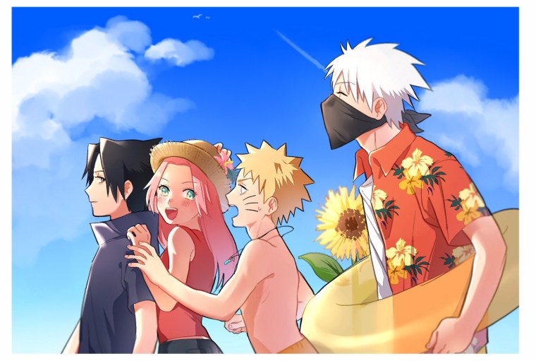 Сакура Харуно и Саске и Наруто и Какаси