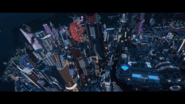 Город из киберпанк 2077 в майнкрафт