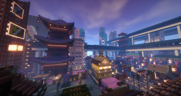 Город киберпанк 2077 в майнкрафт