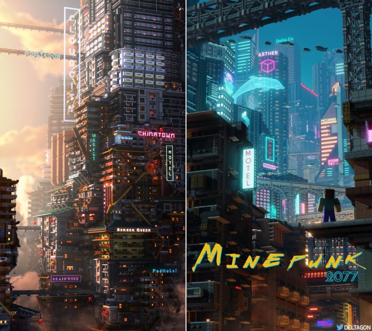 Киберпанк город майнкрафт